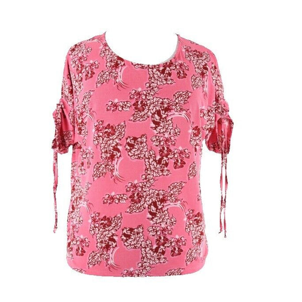 JM Collection Sz XL Pink Burgundy Cold Shoulder Poly Blend Top