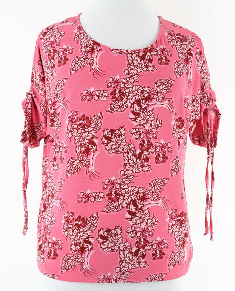 JM Collection Sz XL Pink Burgundy Cold Shoulder Poly Blend Top