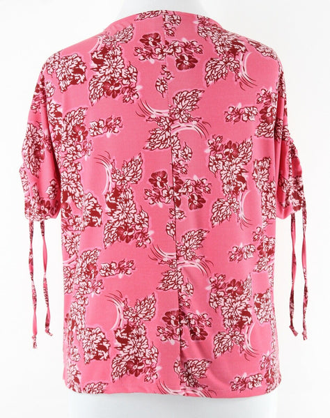 JM Collection Sz XL Pink Burgundy Cold Shoulder Poly Blend Top