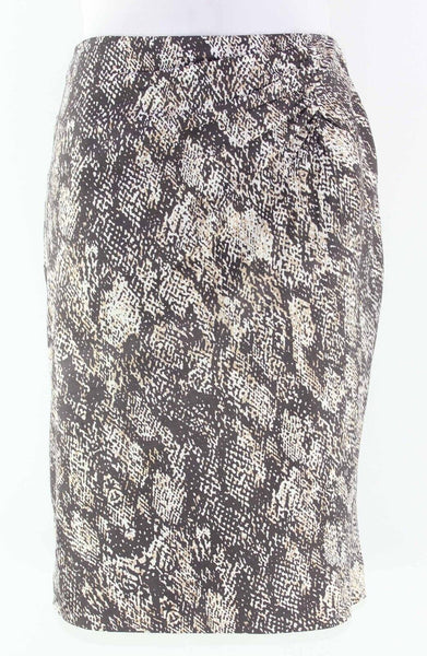 Classiques Entier Sz 8 Tan Dark Taupe Multi Lined Cupro Silk Polyester Skirt