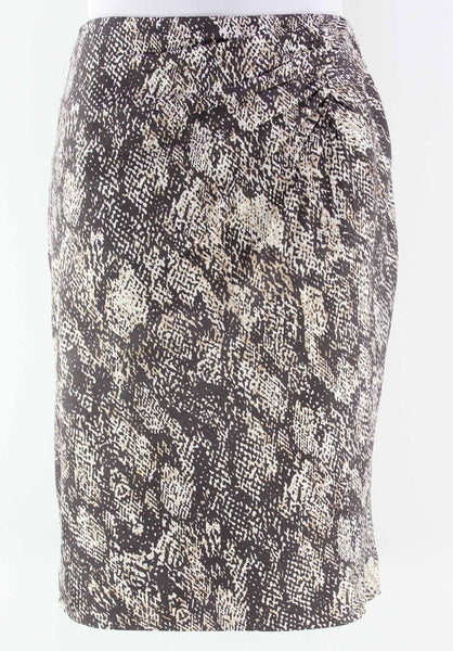 Classiques Entier Sz 8 Tan Dark Taupe Multi Lined Cupro Silk Polyester Skirt