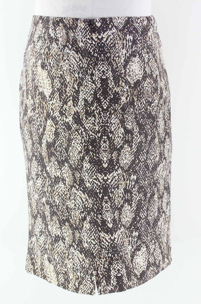 Classiques Entier Sz 8 Tan Dark Taupe Multi Lined Cupro Silk Polyester Skirt