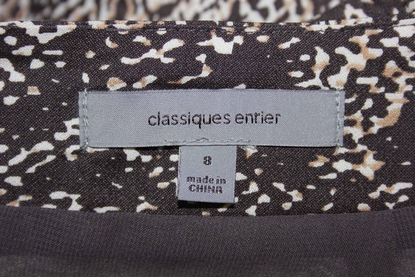 Classiques Entier Sz 8 Tan Dark Taupe Multi Lined Cupro Silk Polyester Skirt