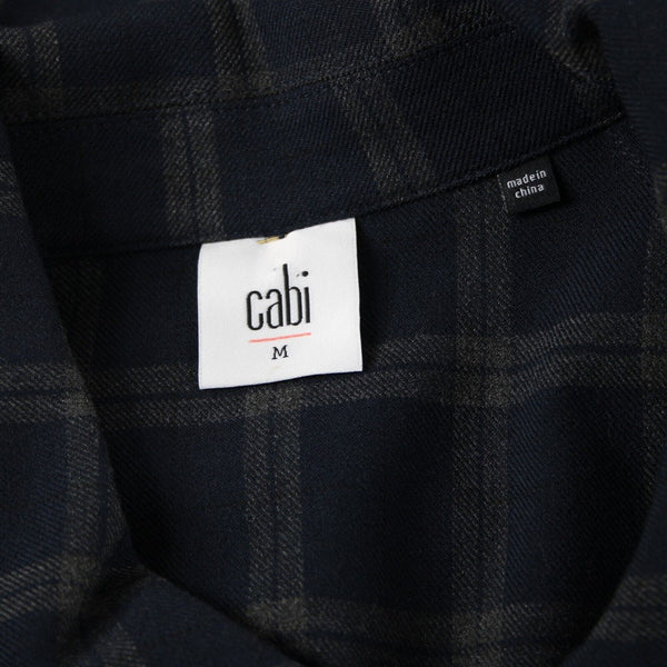 Cabi NEW $159 Connery Sz M Navy Blue Gray Plaid Button Polyester Rayon Jacket