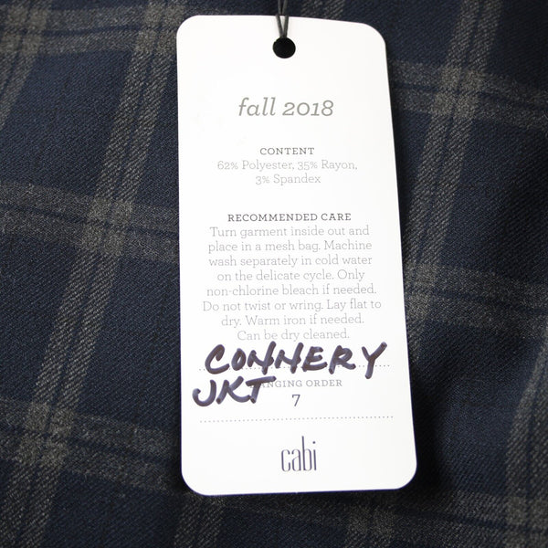 Cabi NEW $159 Connery Sz M Navy Blue Gray Plaid Button Polyester Rayon Jacket