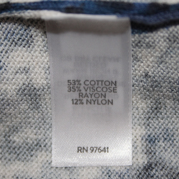 J Jill Sweater Sz M Oversize Blue Charcoal Multi Floral Cotton Blend Sweater