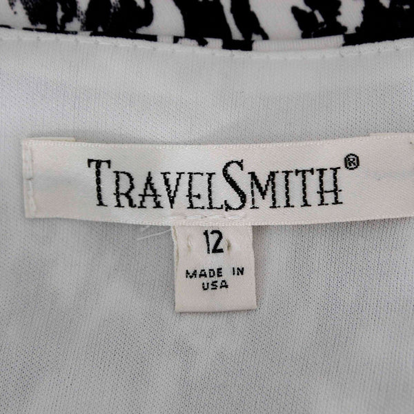 Travel Smith Sz 12 Black White Lined Cowl Dolman Blouson Poly Blend Dress