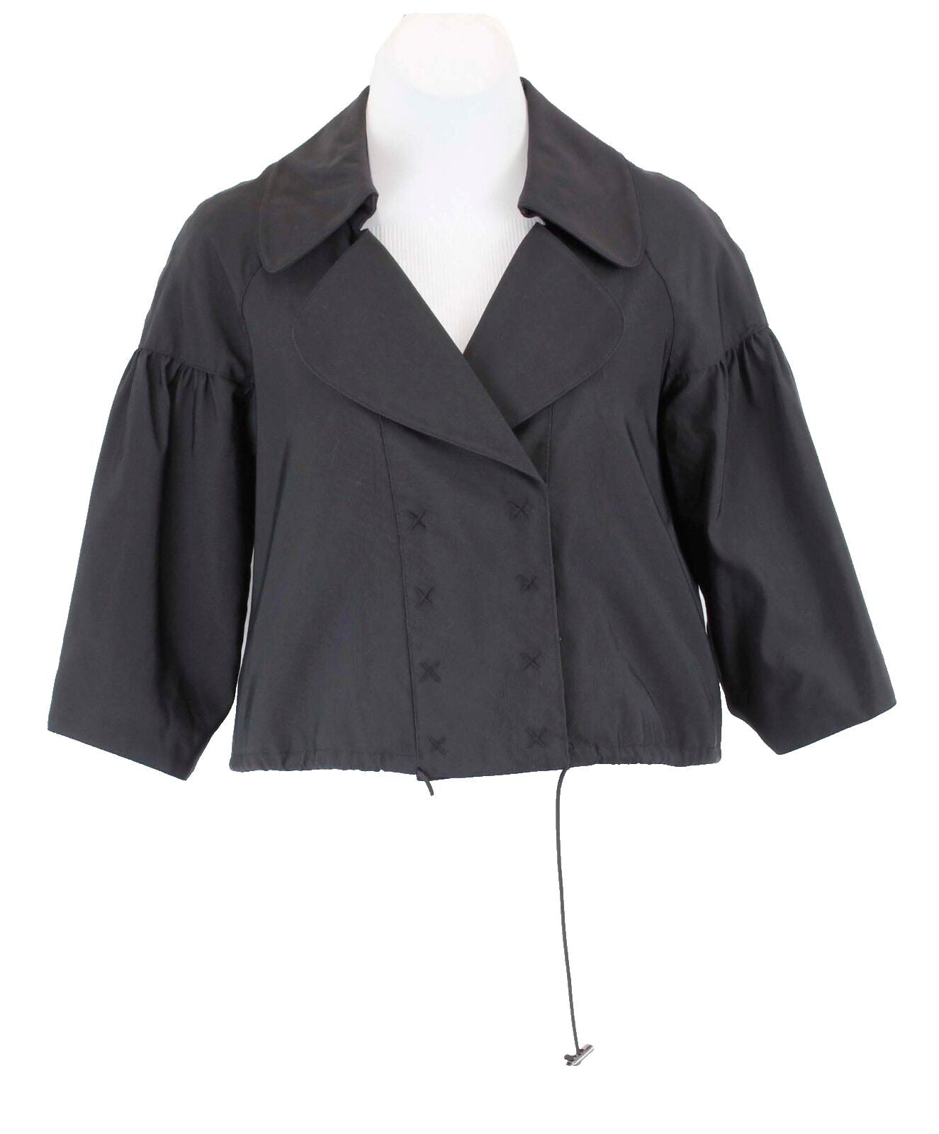 Nine West Petite Sz PS Black Nylon Cotton Acetate 3/4 Slv Crop Lined Jacket