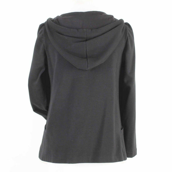 Kensie Sz S Black Button Zip Up Hooded Pockets Cotton Blend Jacket