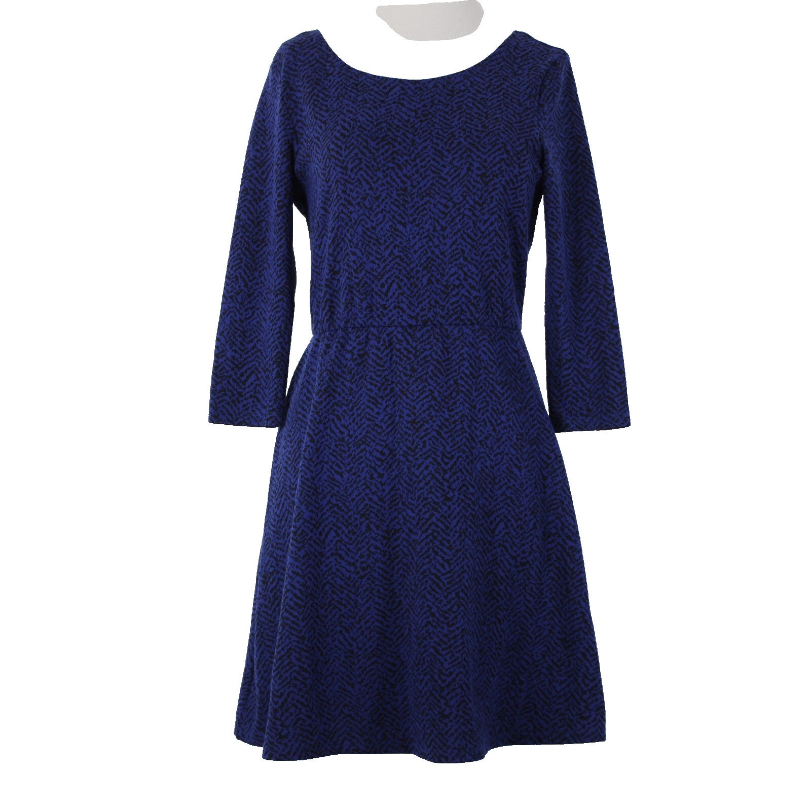 Lily Rose NEW $48 Sz M Blue Black Unlined 3/4 Sleeve Polyester Spandex Dress