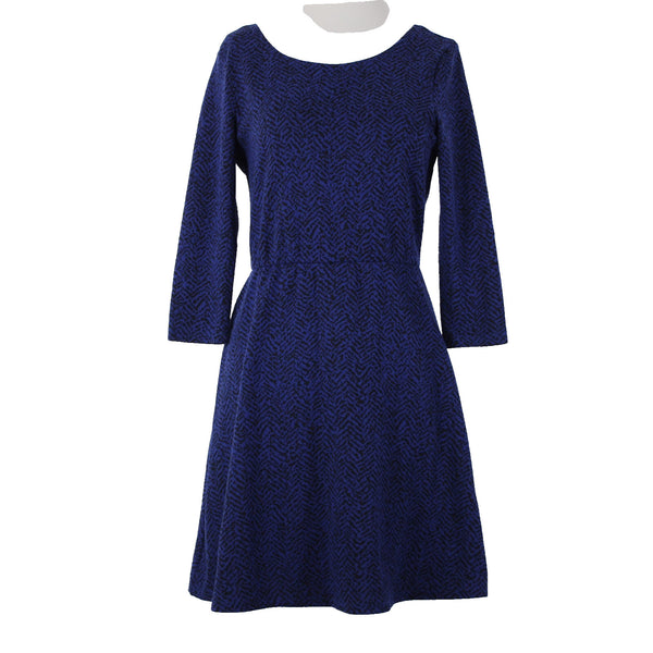Lily Rose NEW $48 Sz M Blue Black Unlined 3/4 Sleeve Polyester Spandex Dress