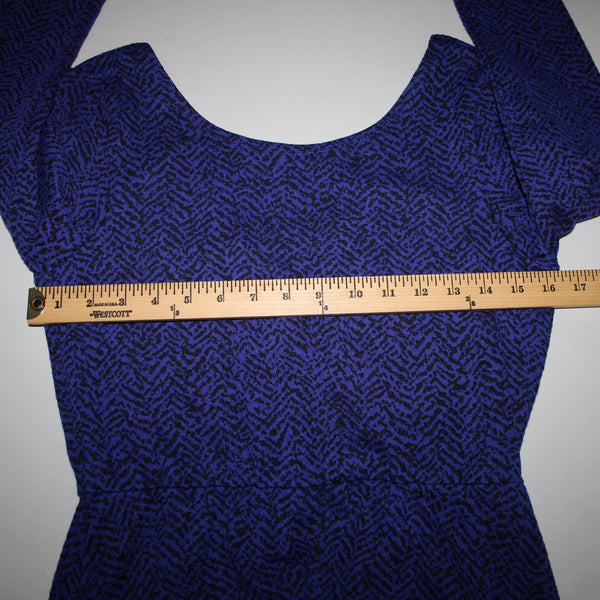 Lily Rose NEW $48 Sz M Blue Black Unlined 3/4 Sleeve Polyester Spandex Dress