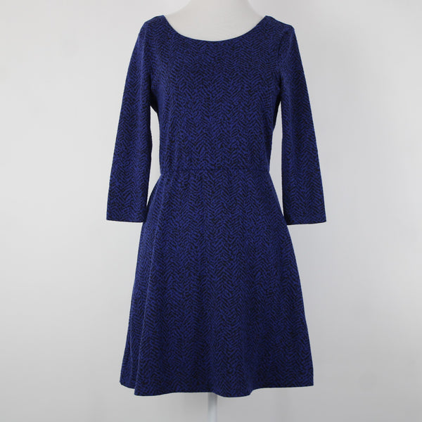 Lily Rose NEW $48 Sz M Blue Black Unlined 3/4 Sleeve Polyester Spandex Dress