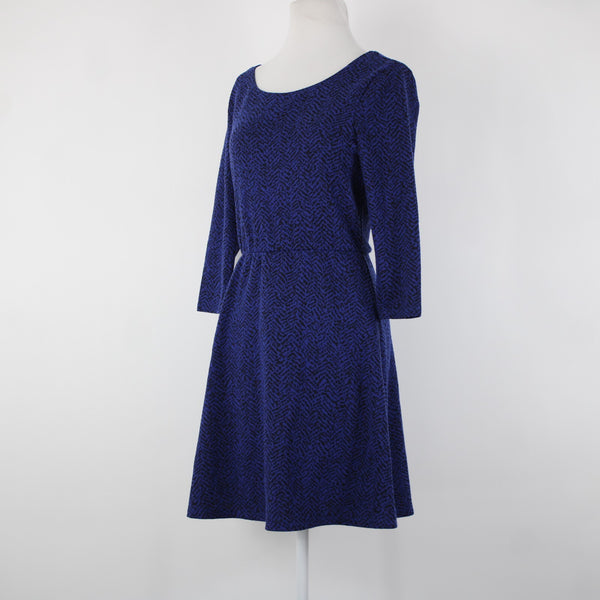 Lily Rose NEW $48 Sz M Blue Black Unlined 3/4 Sleeve Polyester Spandex Dress