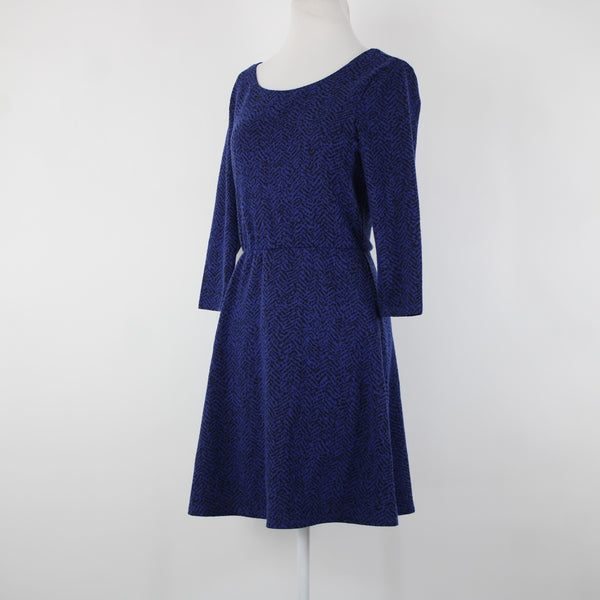 Lily Rose NEW $48 Sz M Blue Black Unlined 3/4 Sleeve Polyester Spandex Dress