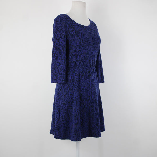 Lily Rose NEW $48 Sz M Blue Black Unlined 3/4 Sleeve Polyester Spandex Dress