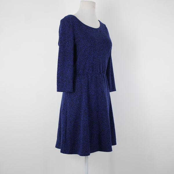 Lily Rose NEW $48 Sz M Blue Black Unlined 3/4 Sleeve Polyester Spandex Dress