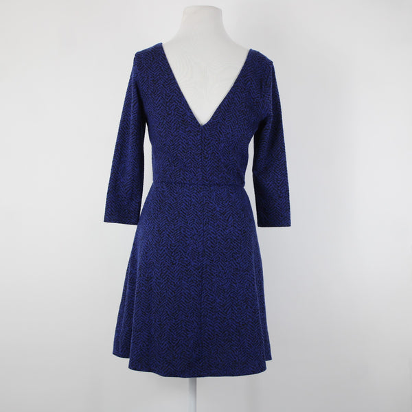 Lily Rose NEW $48 Sz M Blue Black Unlined 3/4 Sleeve Polyester Spandex Dress