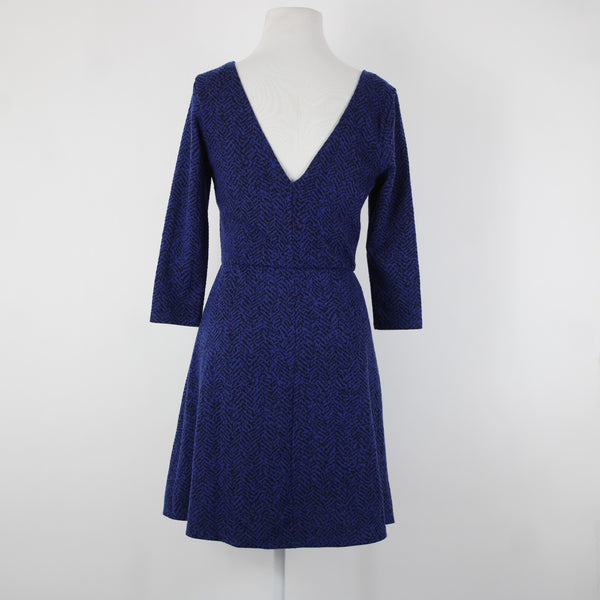 Lily Rose NEW $48 Sz M Blue Black Unlined 3/4 Sleeve Polyester Spandex Dress