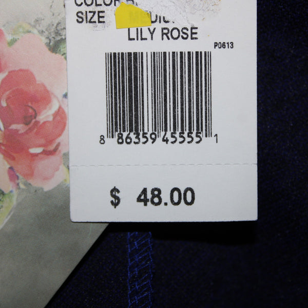 Lily Rose NEW $48 Sz M Blue Black Unlined 3/4 Sleeve Polyester Spandex Dress