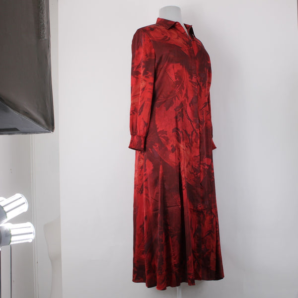 Chicos Dress NEW $149 Sz 2.5 Red Burgundy Floral Collared 100% Polyester Dress