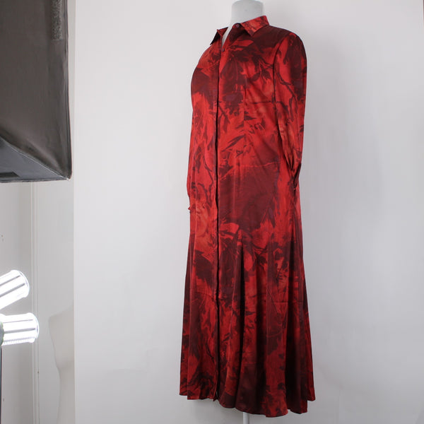 Chicos Dress NEW $149 Sz 2.5 Red Burgundy Floral Collared 100% Polyester Dress