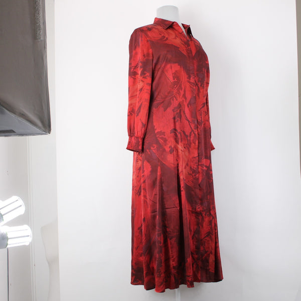 Chicos Dress NEW $149 Sz 2.5 Red Burgundy Floral Collared 100% Polyester Dress