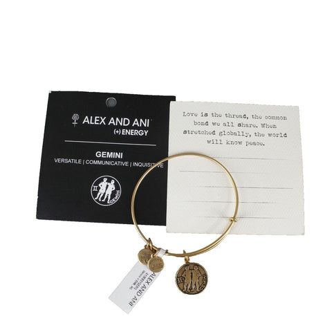 Alex Ani 2015 NEW $28 Goldtone Dangle Charms Gemini Bangle Bracelet