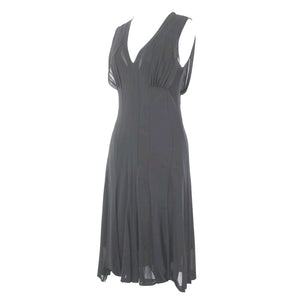 Yves Saint Laurent Sz S Black Sheer Gathere Goddess Italian 100% Viscose Dress