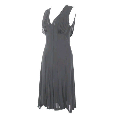 Yves Saint Laurent Sz S Black Sheer Gathere Goddess Italian 100% Viscose Dress
