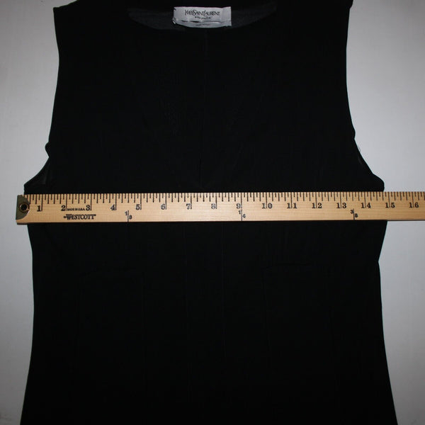 Yves Saint Laurent Sz S Black Sheer Gathere Goddess Italian 100% Viscose Dress