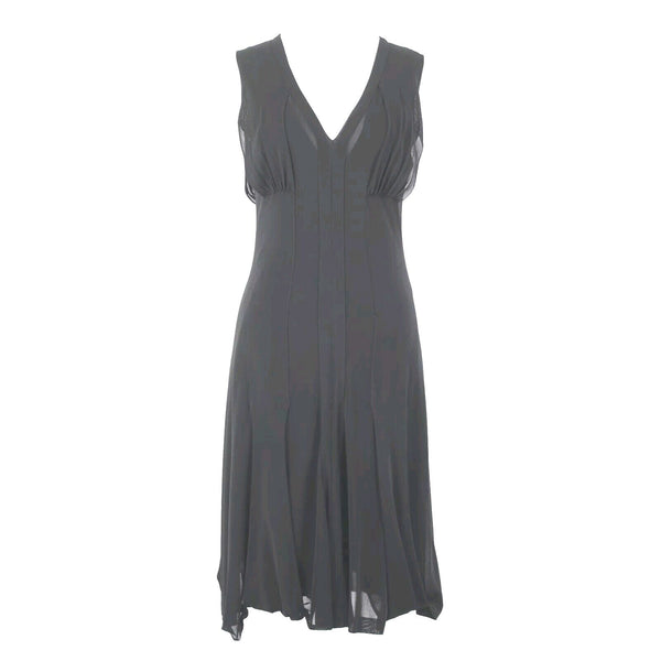 Yves Saint Laurent Sz S Black Sheer Gathere Goddess Italian 100% Viscose Dress