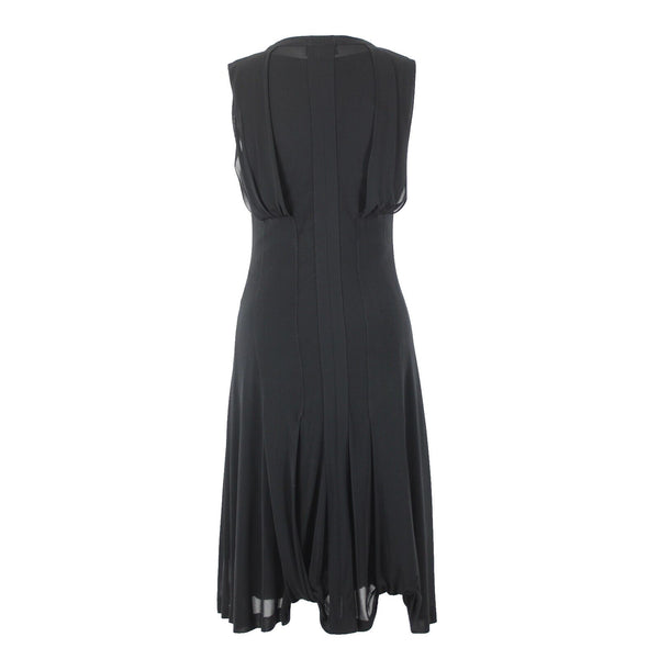 Yves Saint Laurent Sz S Black Sheer Gathere Goddess Italian 100% Viscose Dress