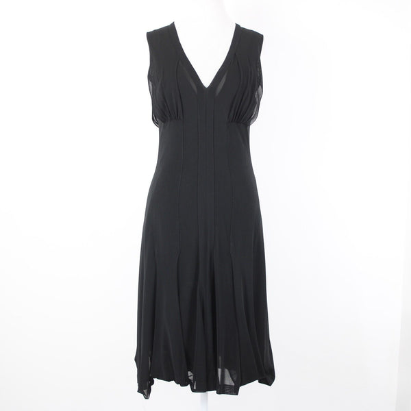 Yves Saint Laurent Sz S Black Sheer Gathere Goddess Italian 100% Viscose Dress