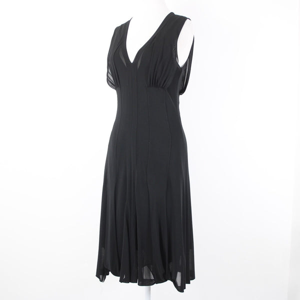 Yves Saint Laurent Sz S Black Sheer Gathere Goddess Italian 100% Viscose Dress