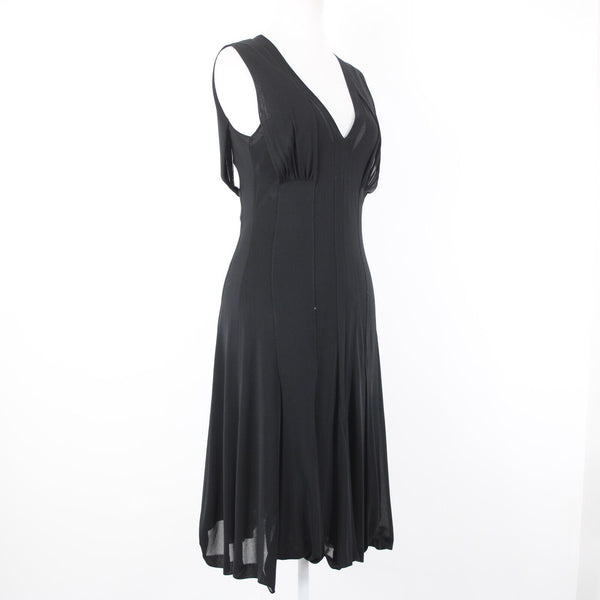 Yves Saint Laurent Sz S Black Sheer Gathere Goddess Italian 100% Viscose Dress