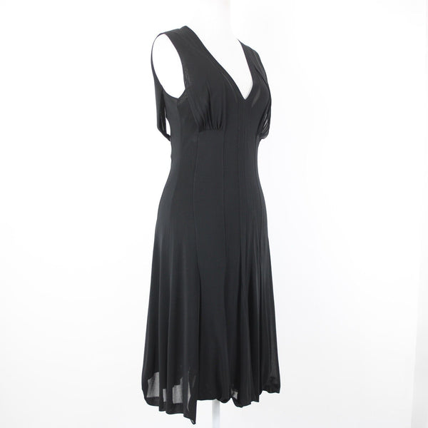 Yves Saint Laurent Sz S Black Sheer Gathere Goddess Italian 100% Viscose Dress