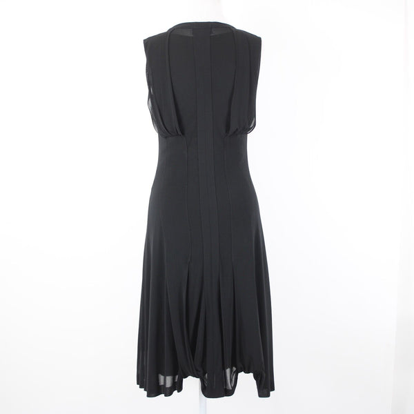 Yves Saint Laurent Sz S Black Sheer Gathere Goddess Italian 100% Viscose Dress
