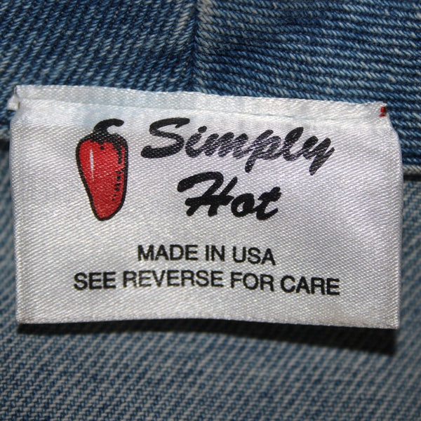 Simply Hot Vintage Sz S Blue Denim Rhinestones Collared 100% Cotton Jacket