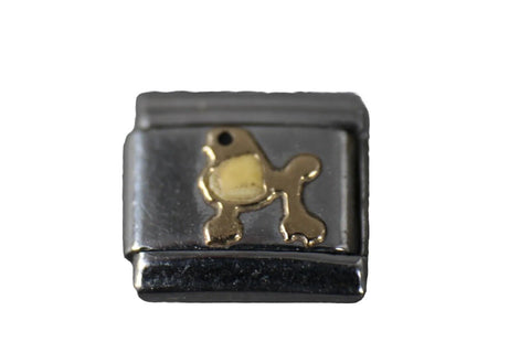 Re Florence "Poodle" Stainless Steel Gold Enamel Stretch Link Italian Charm