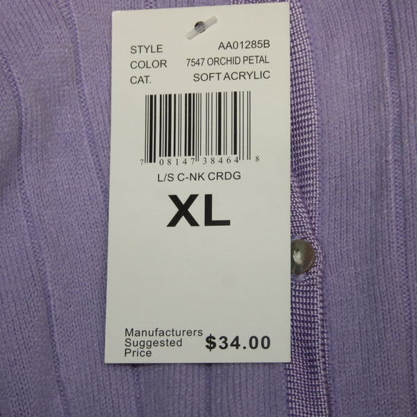 Carolyn Taylor Cardigan Sweater NEW $34 Sz XL Lavender Purple 100% Acrylic