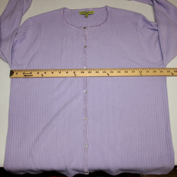 Carolyn Taylor Cardigan Sweater NEW $34 Sz XL Lavender Purple 100% Acrylic
