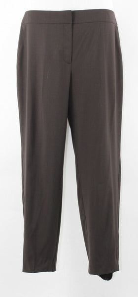 St John Sz 12 x 28" Brown Wool Spandex Nylon Sporty Dressy Trouser Pant