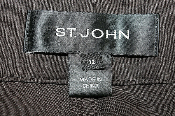 St John Sz 12 x 28" Brown Wool Spandex Nylon Sporty Dressy Trouser Pant