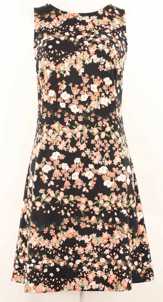 Worthington NEW $50 Antoinette Noir Sz M Black Multi Floral Polyestr Blend Dress
