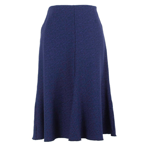 CAbi Sz 4 Navy Blue Textured Flared Raw Edge Rayon Blend Knit Skirt