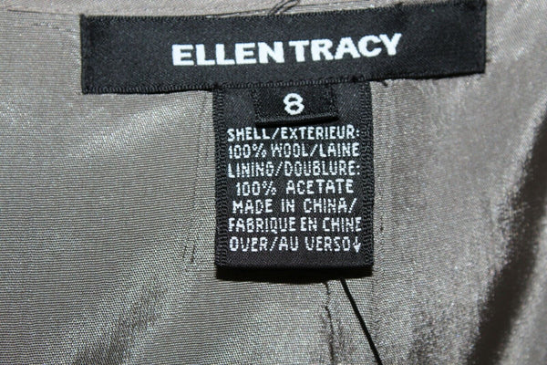 Ellen Tracy New $228 Sz 8 Truffle Tan Black Mini Herringbone Wool Lined Skirt