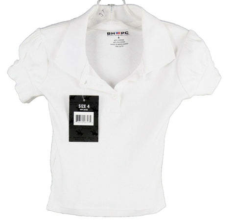BHPC Beverly Hills Polo Club NEW Sz 4 Girl White Uniform Cotton Poly Top