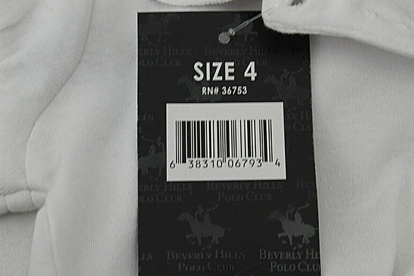 BHPC Beverly Hills Polo Club NEW Sz 4 Girl White Uniform Cotton Poly Top