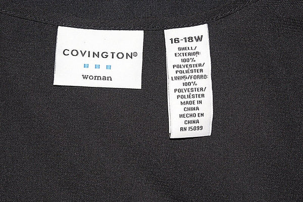 Covington Sz 16-18W Black Jersey Basic Tank Underlayer 100% Polyester Top